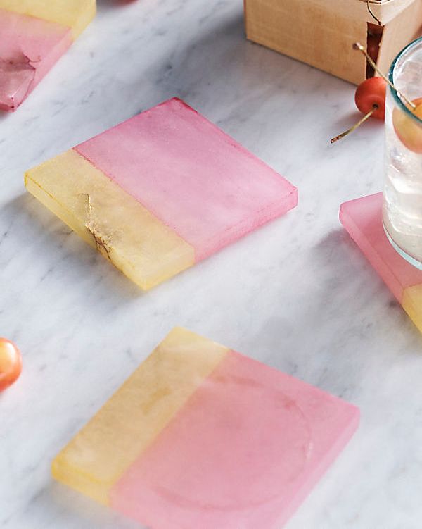 Anthropologie Set of 4 Two-Tone Alabaster Square Coasters