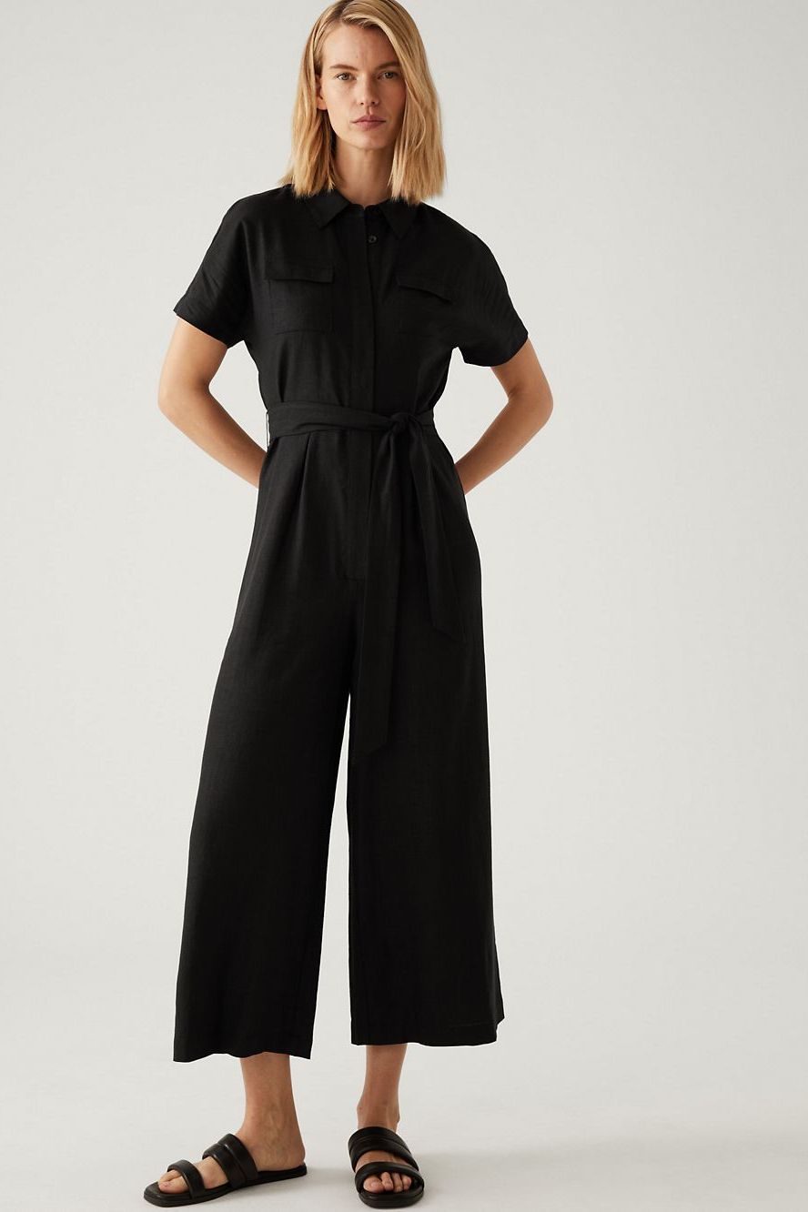 Holly Willoughby's wears Marks and Spencer black jumpsuit