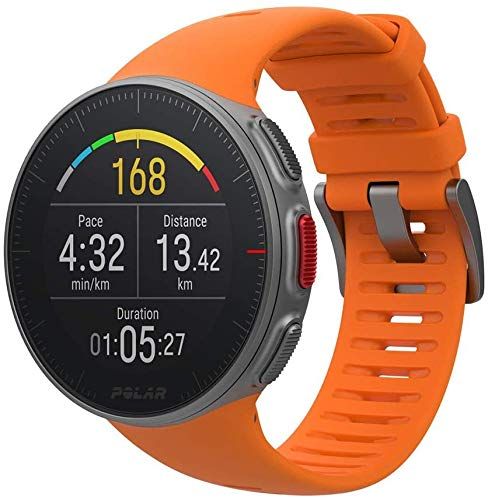 Polar Vantage V-Reloj Premium con GPS y Frecuencia Cardíaca, Multideporte y Perfil de Triatlón, Potencia de Running, Batería Ultra Larga, Resistente al Agua, M/L, Naranja