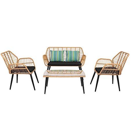 Bonnlo Rattan Garden Table and Chairs Set