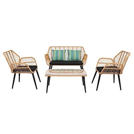 Bonnlo Rattan Garden Table and Chairs Set