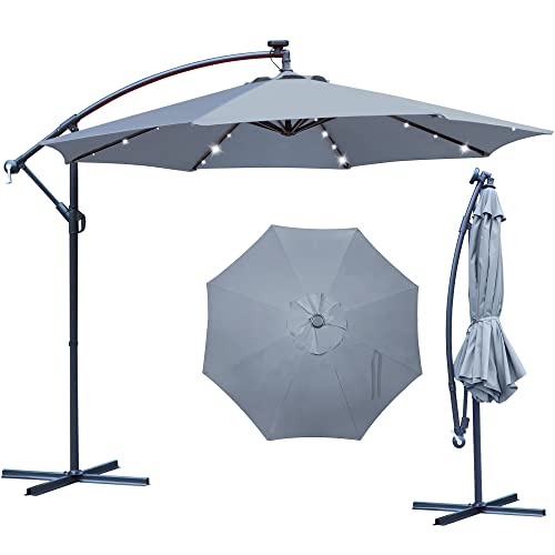 Blissun 10-Foot Offset Umbrella with Solar Lights