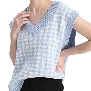 Oversized Houndstooth Sweater Vest