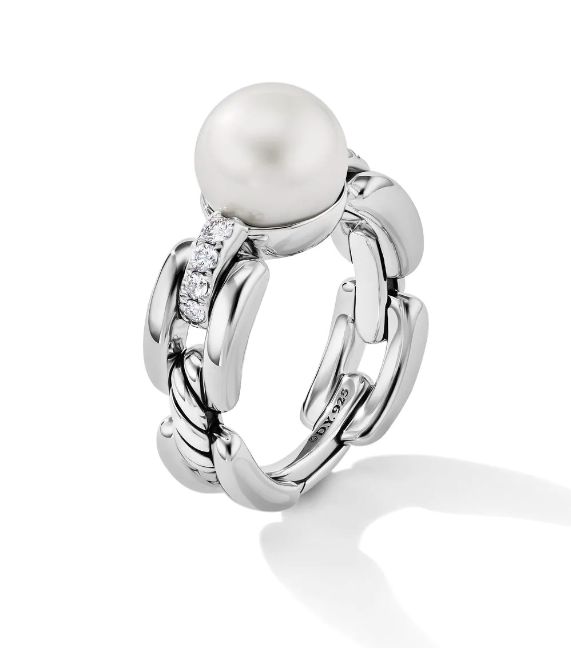 母親節禮物輕珠寶推薦#9. David Yurman 純銀珍珠鏈環戒指