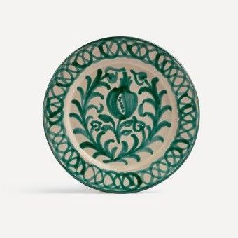Plato de postre de cerámica verde Granada El Corte Inglés