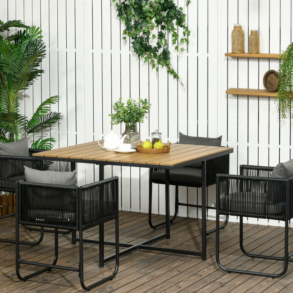 Black Rattan Cube Dining Set