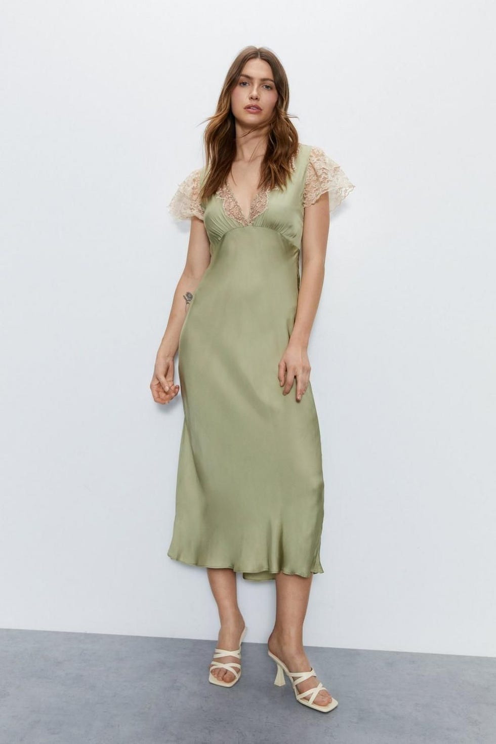 H&M Lace-detail Satin Slip Dress