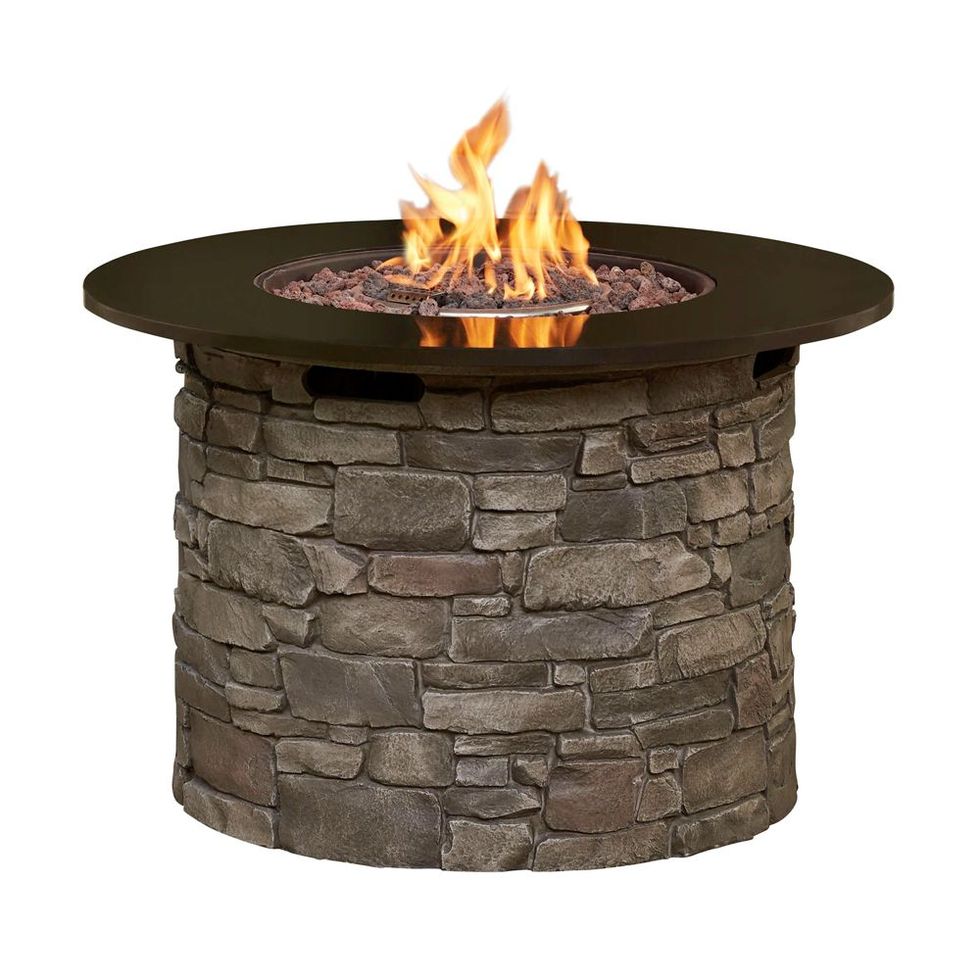 Stacked Stone Fire Pit Table