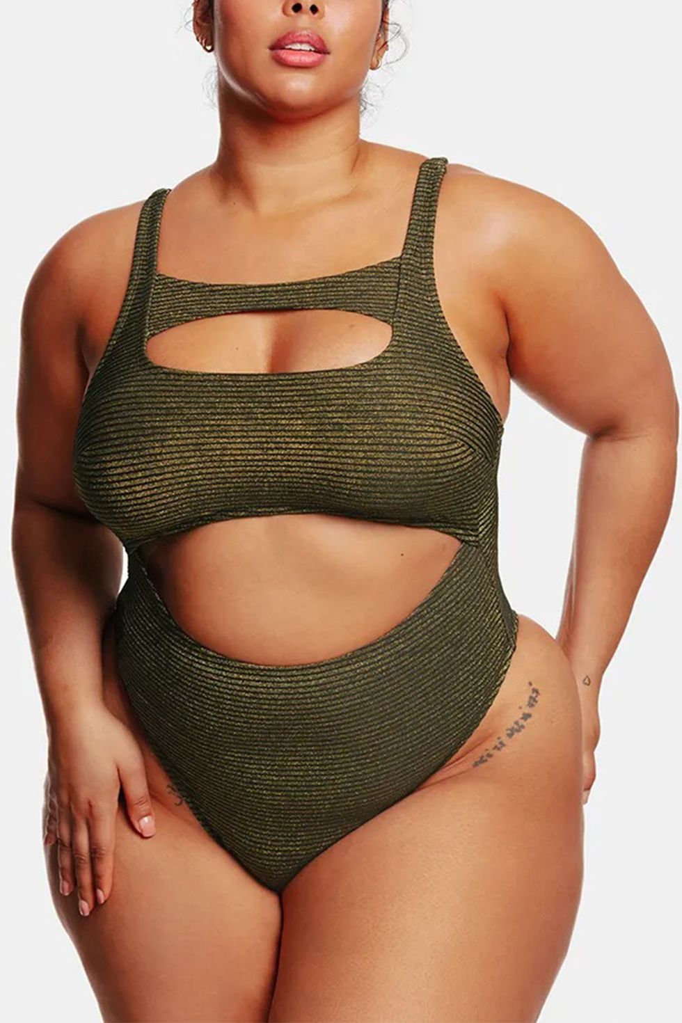 Ribbed Cutout Plus Size Swimsuit