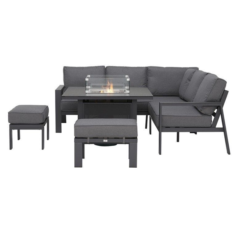 Rio L-Shape Corner Modular Garden Set with Fire Pit Table