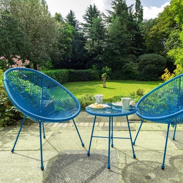 Monaco Blue Egg Chair Bistro Set