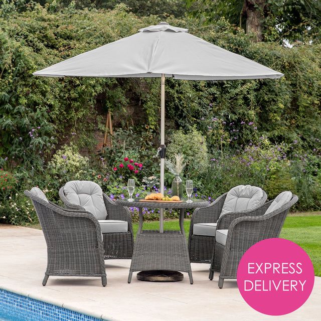 Palma Outdoor 4-Seater Dining Set in Grey
