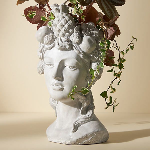 Gianna Grecian Bust Pot by Anthropologie, gray