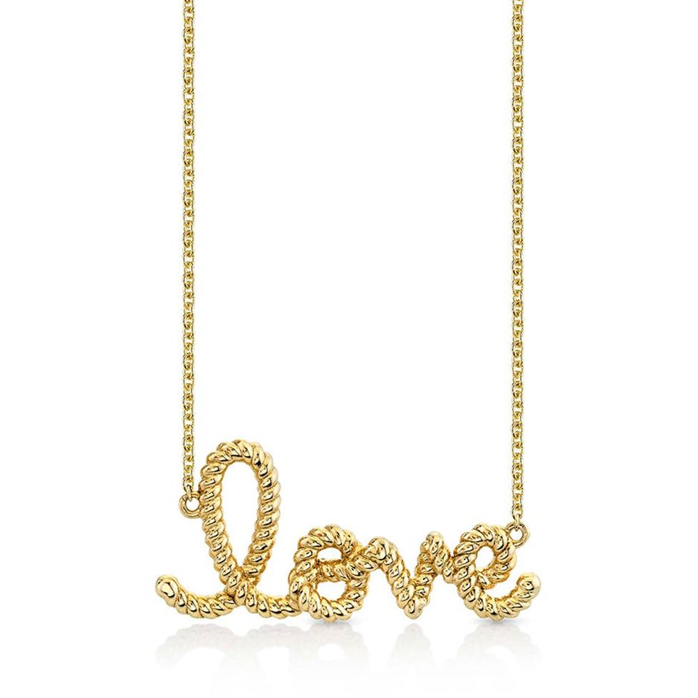 14K Yellow Gold Medium Rope Love Pendant Necklace