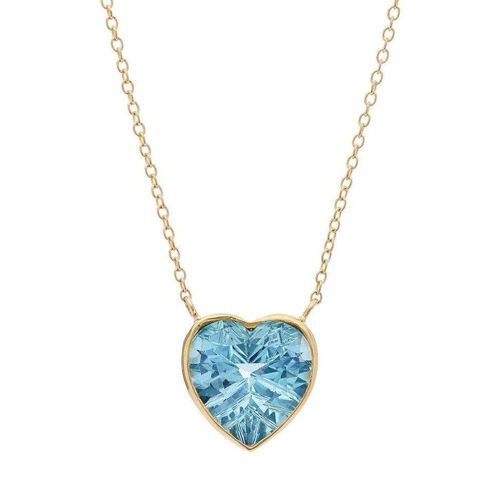Heart Tiny 18k Yellow Gold & Blue Topaz Pendant Necklace Heart Tiny 18k Yellow Gold & Blue Topaz Pendant Necklace