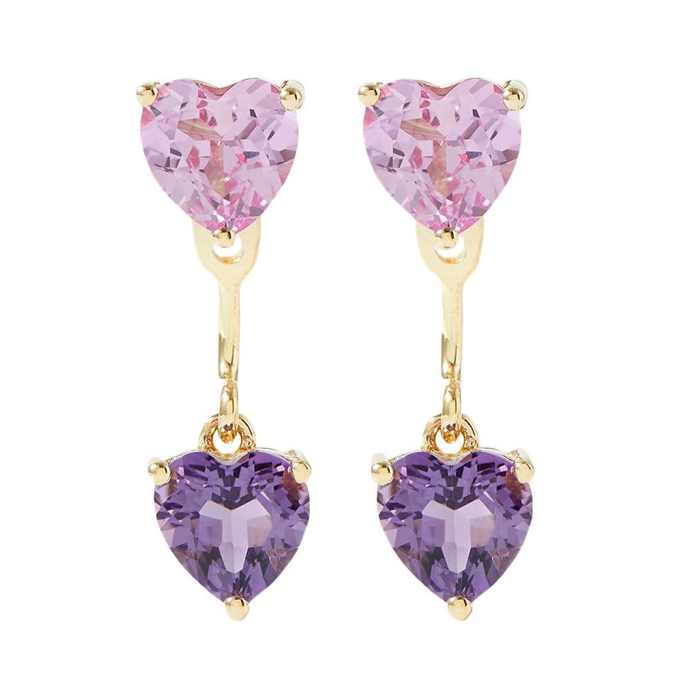 Convertible 9-karat Gold, Corundum and Amethyst Earrings Convertible 9-karat Gold, Corundum and Amethyst Earrings