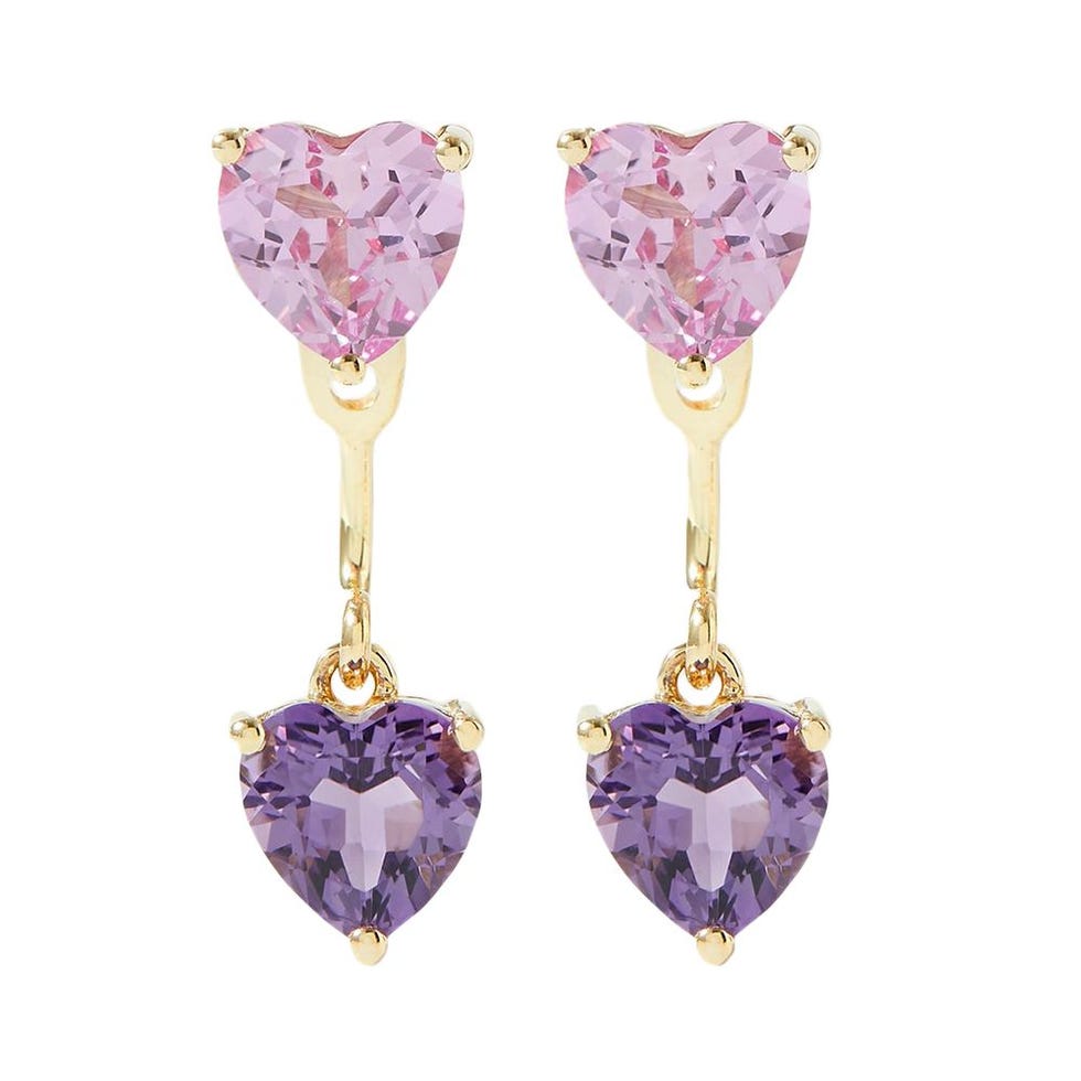 Convertible 9-karat Gold, Corundum and Amethyst Earrings