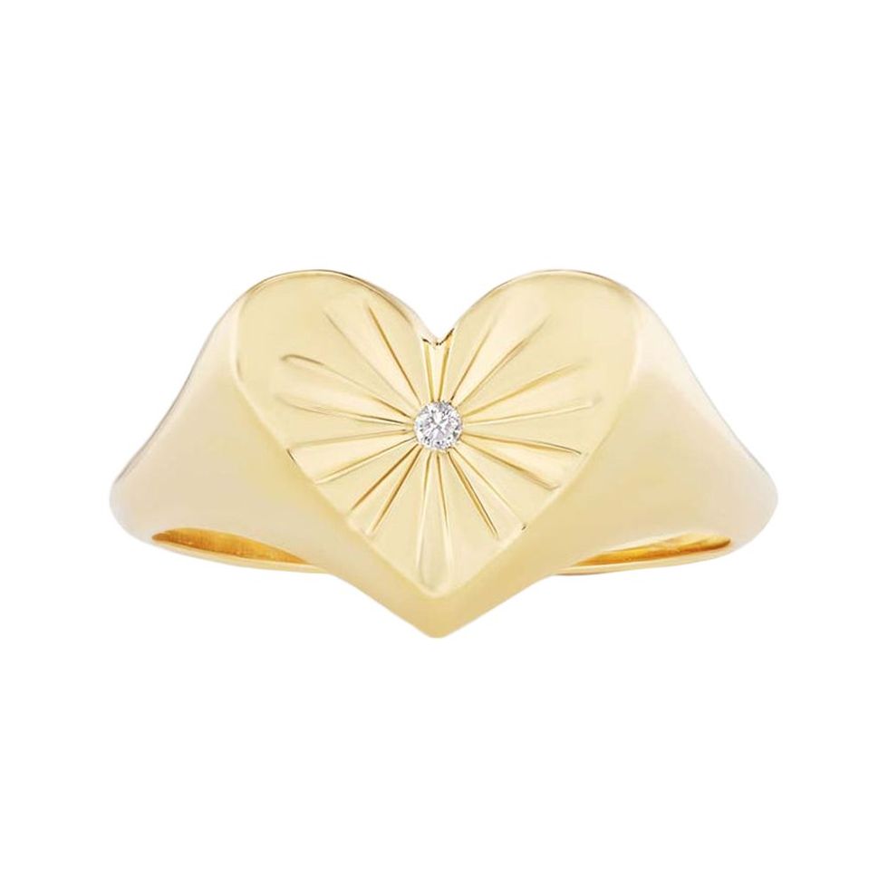 Love Token 14-Karat Gold Diamond Signet Ring