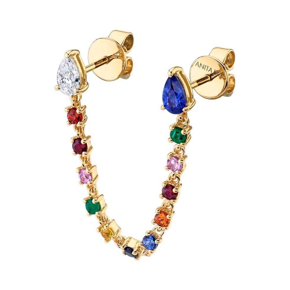 18-karat Gold, Sapphire and Diamond Earring 18-karat Gold, Sapphire and Diamond Earring