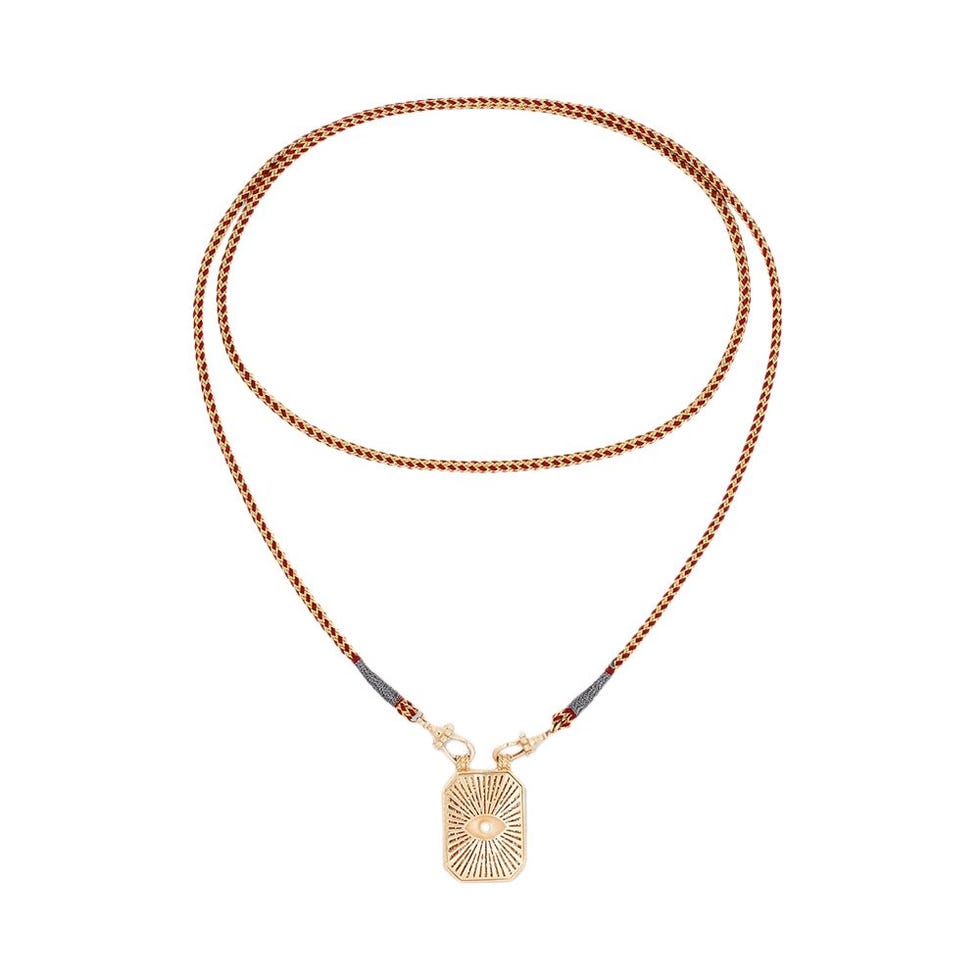 Eye Protect 18-karat Gold, Silk and Diamond Necklace Eye Protect 18-karat Gold, Silk and Diamond Necklace