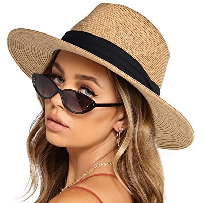 Womens Wide Brim Straw Panama Hat 