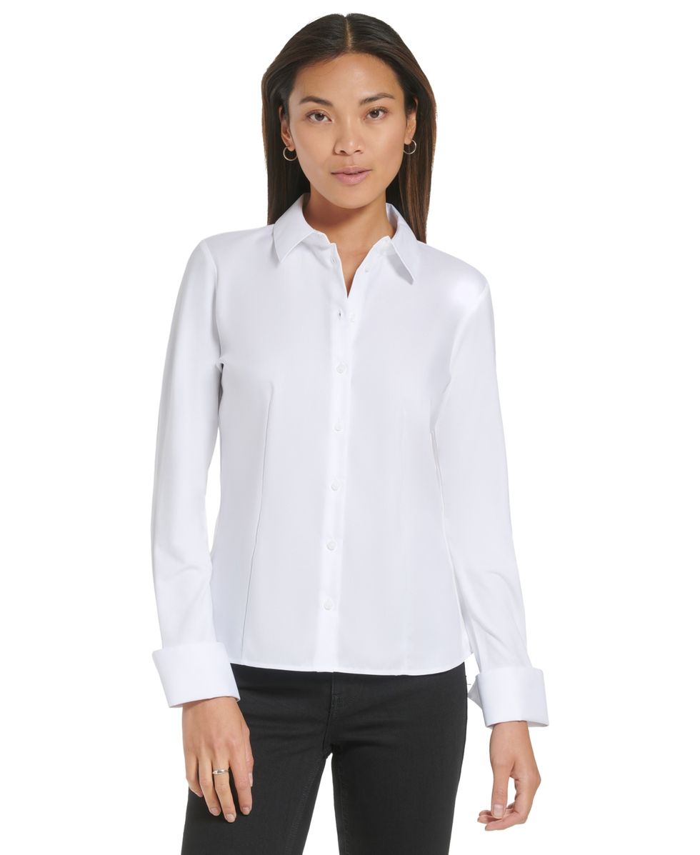 Fitted White Button-Down Shirt