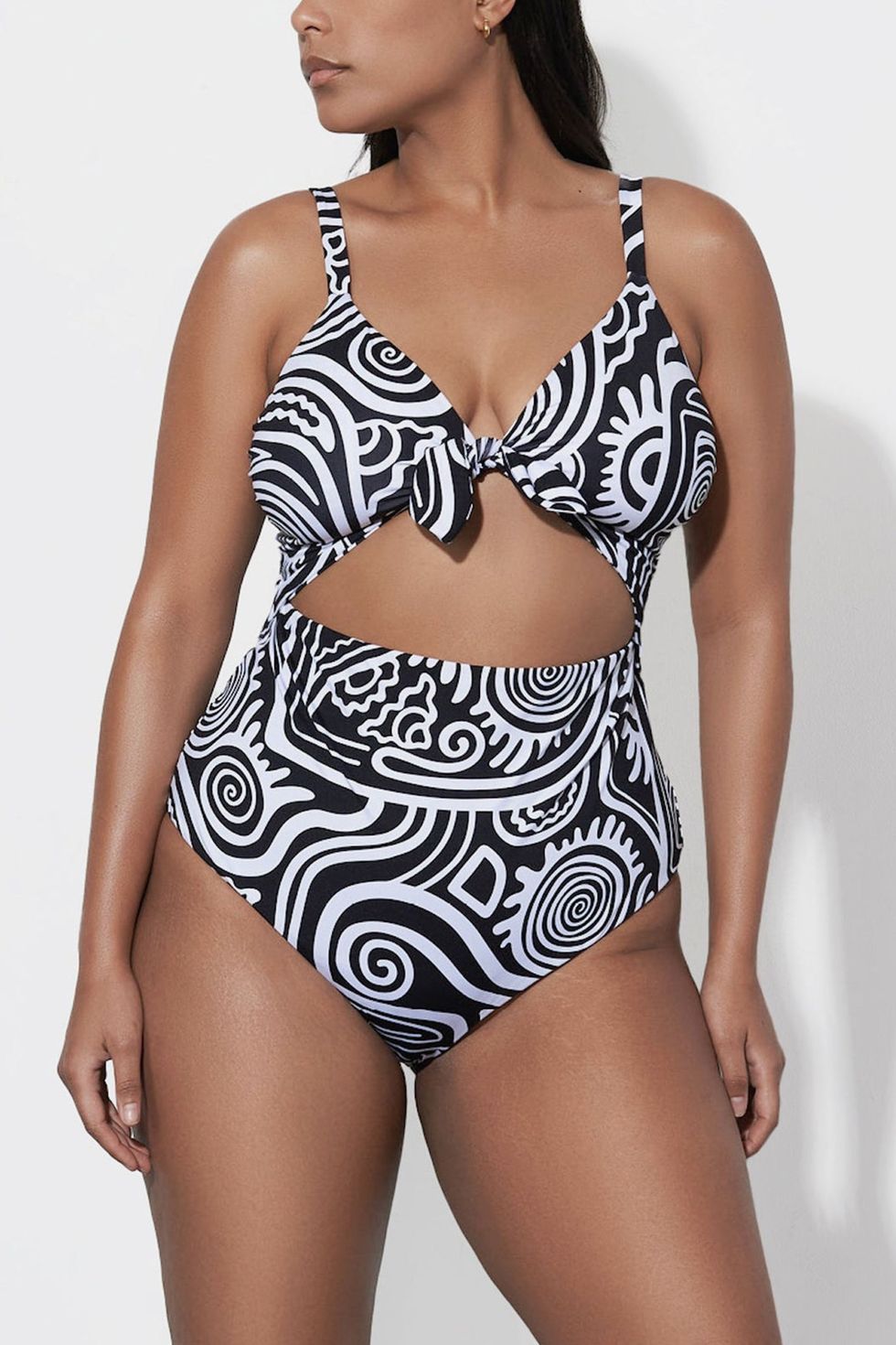 Beach Belle One Piece Swimsuit Womans Plus Size 24 Black & White W/Sarong  NWT
