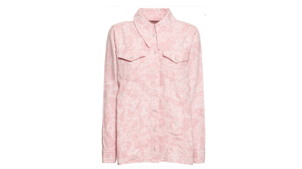 Camicia in denim stampato di colore rosa Ganni 