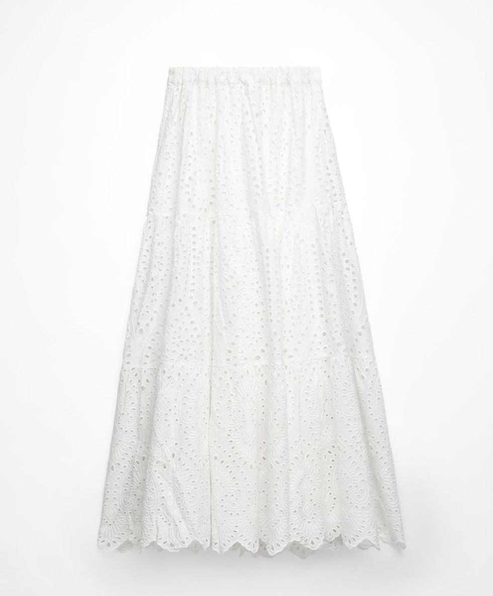 Falda larga bordada 100% algodón