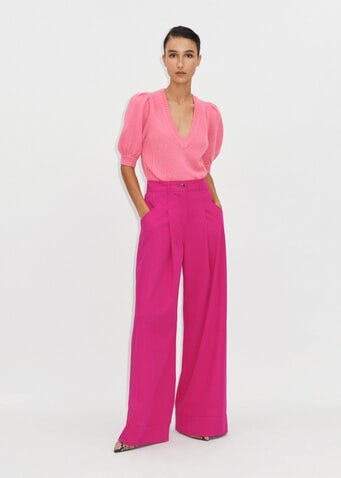 Spring Twill Wide-Leg Trouser