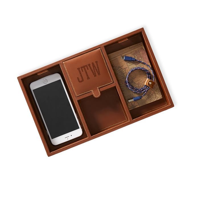 Rustic Leather Tech Catchall Tray