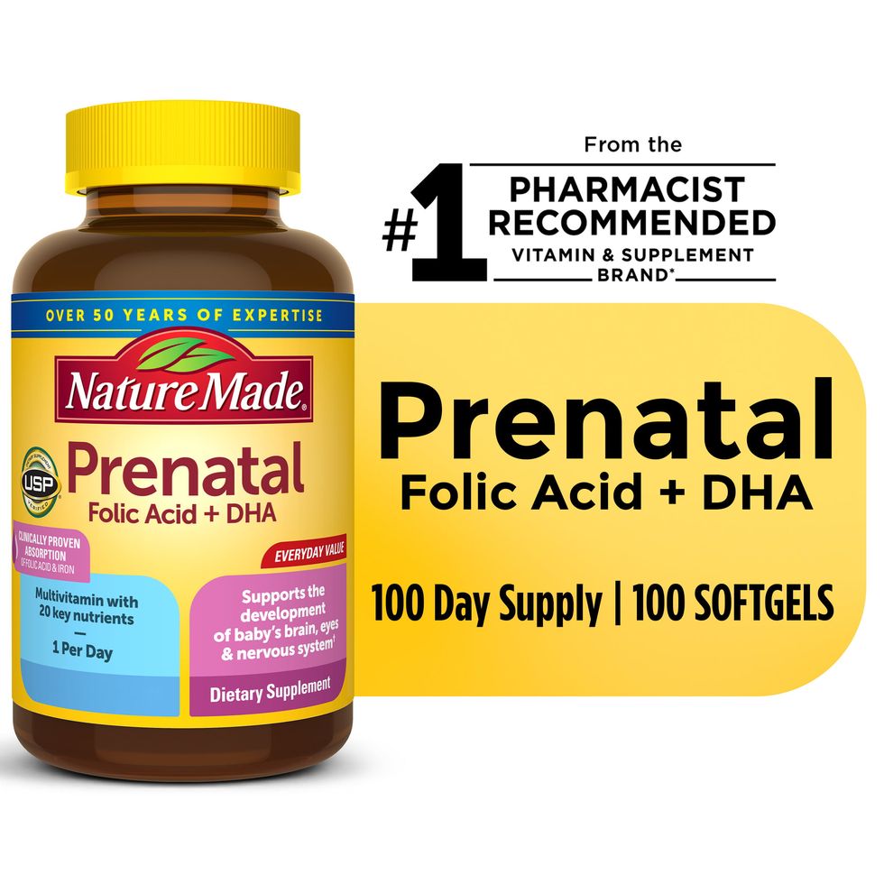 Nature Made Prenatal with Folic Acid + DHA Softgels  Prenatal Vitamin and Mineral Supplement  100 Count