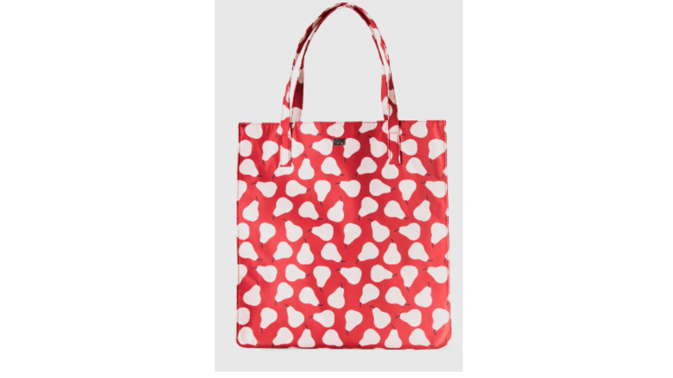 Shopping bag rossa con fantasia a pere Benetton 