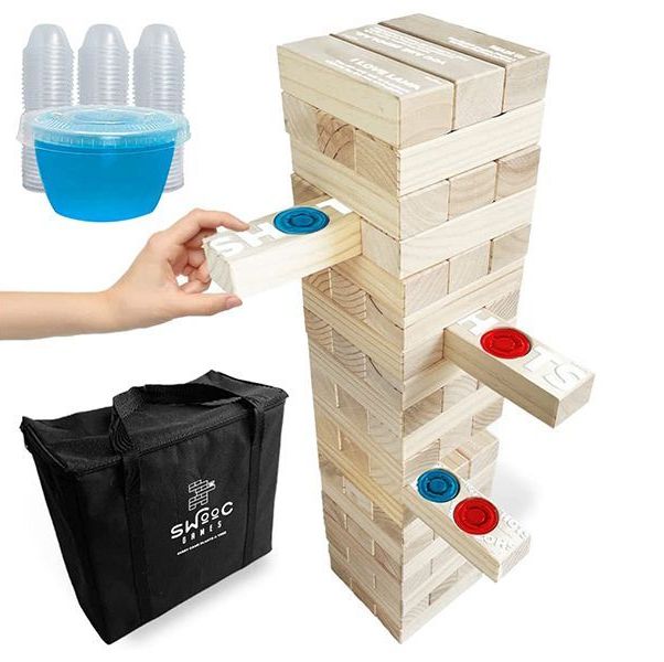 Giant Tower Party Game with Hidden Shots