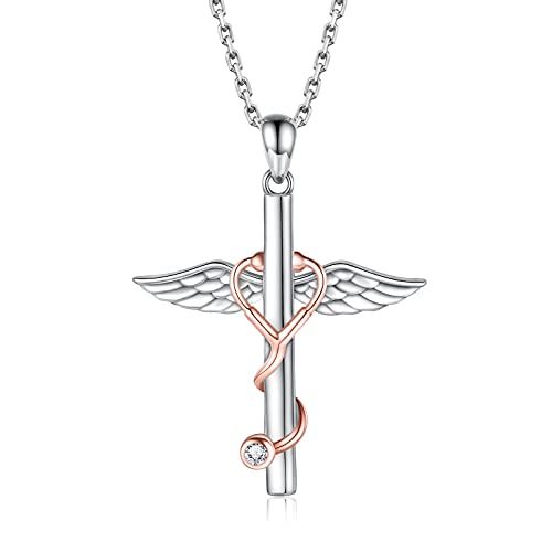 Stethoscope Cross Angel Wing Faith Necklace