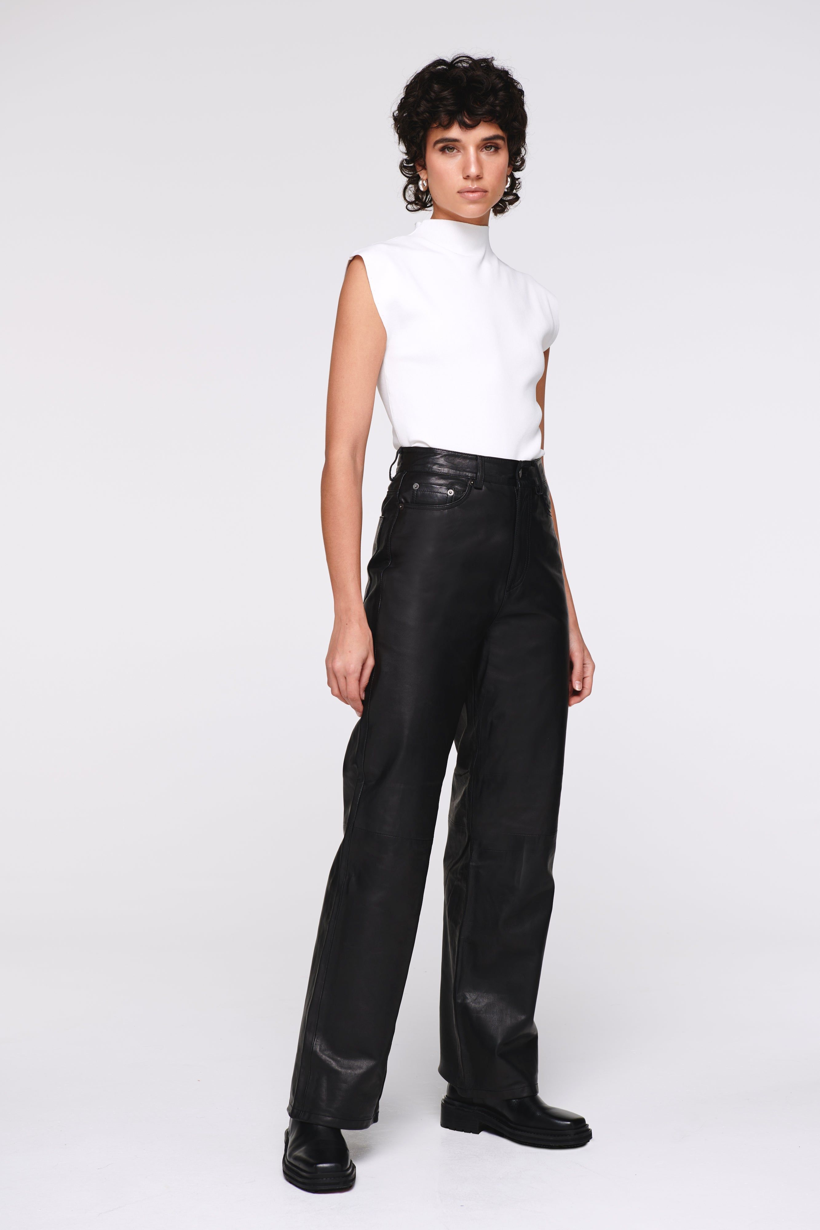 Buy Lipsy Black Leather Trousers from Next India