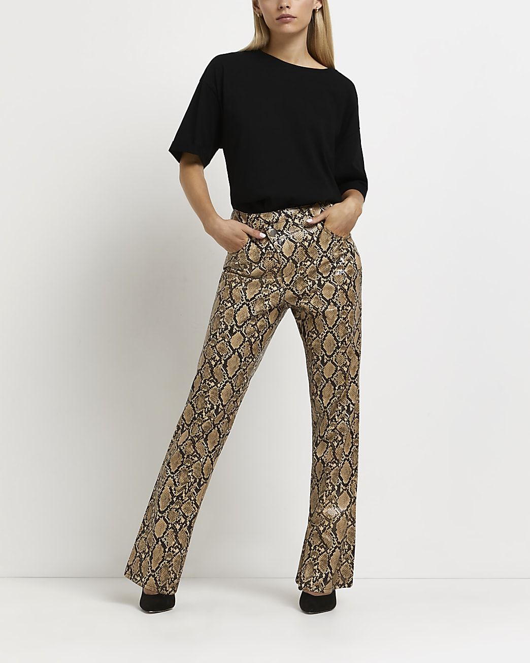brown leather trousers river island