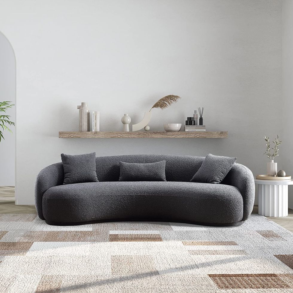 Acanva Midcentury Modern Curved Sofa