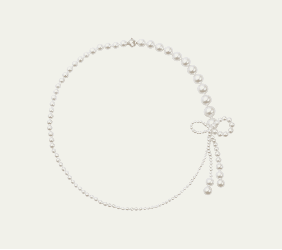 Peggy Rosette Graduated Freshwater Pearl Necklace with Bow