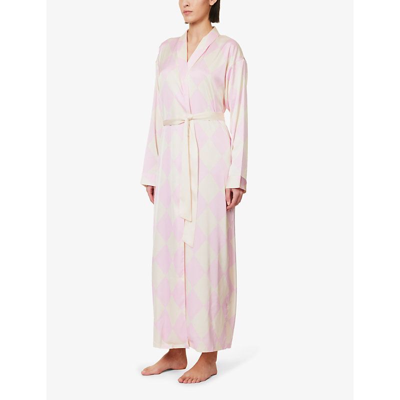 Ladies Givoni Pink Carnation Mid Length Zip Dressing Gown Bath Robe (76)