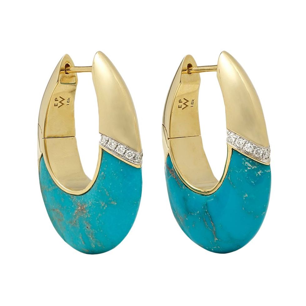 Bernadette 18-karat Recycled Gold, Turquoise and Diamond Earrings
