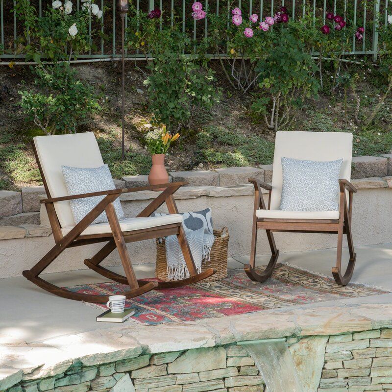 Gerling Outdoor Rocking Chair with Cushions (Set of 2)