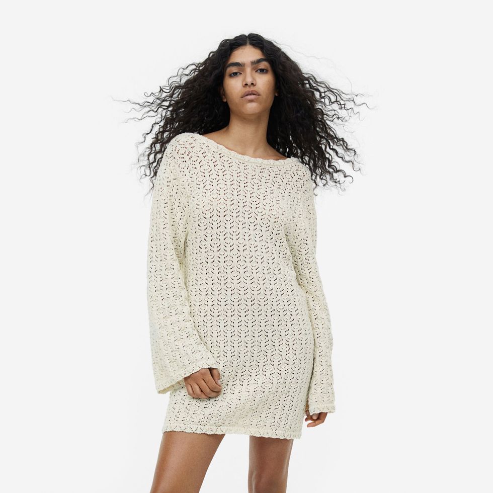 Crochet-look Mini Dress