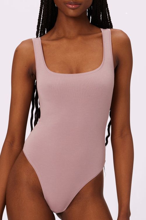 Dusty Pink Square Neck Sleeveless Bodysuit