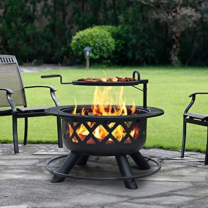 Wood-Burning Fire Pit With Quick Removable Cooking Grill