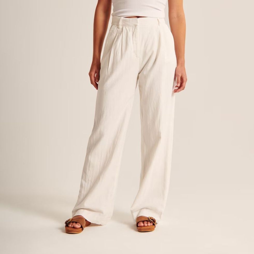 Ladies Light Linen Pants/trousers With Elastic Waistband and Side