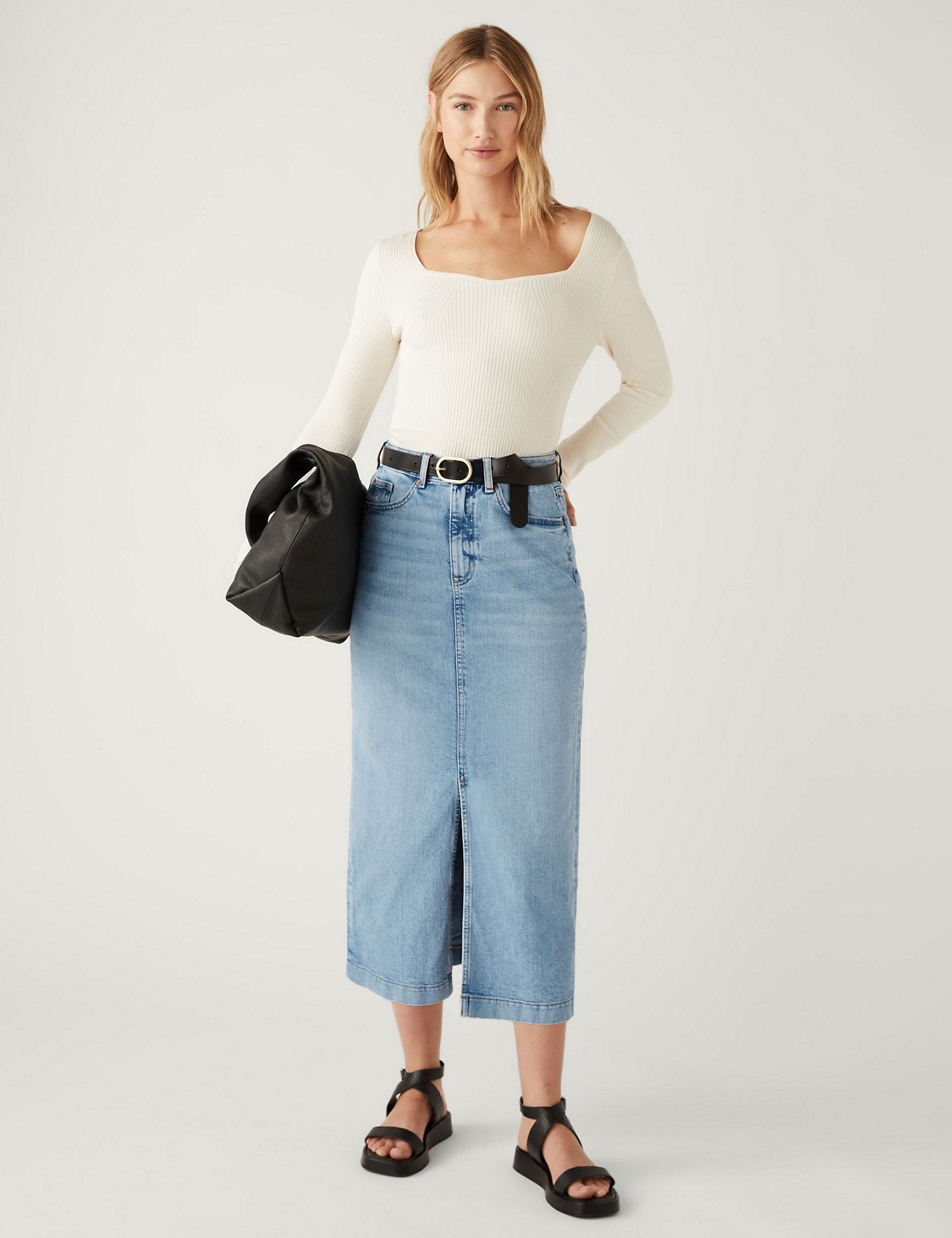 Long denim skirt outlet 12