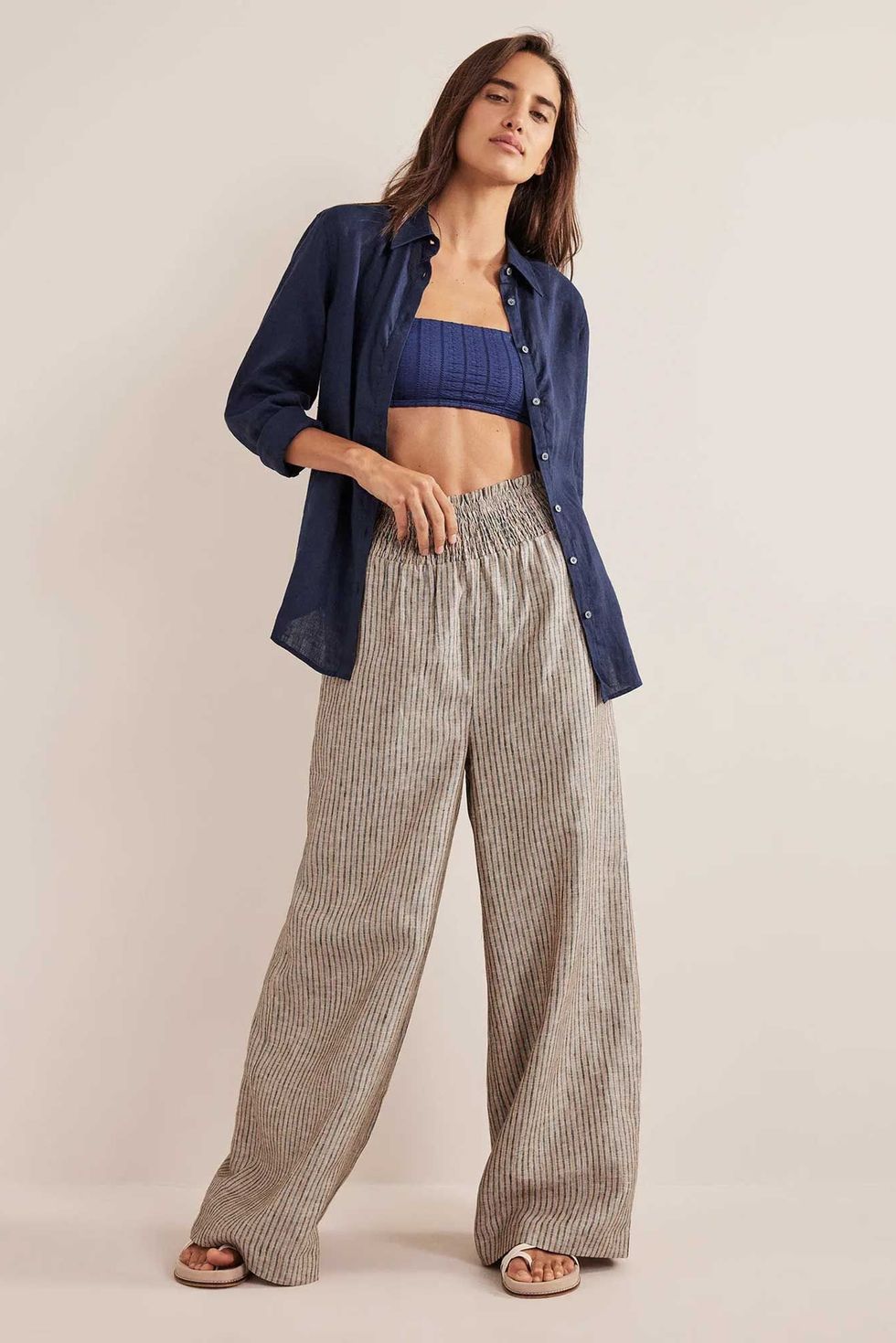 100% linen trousers - Woman