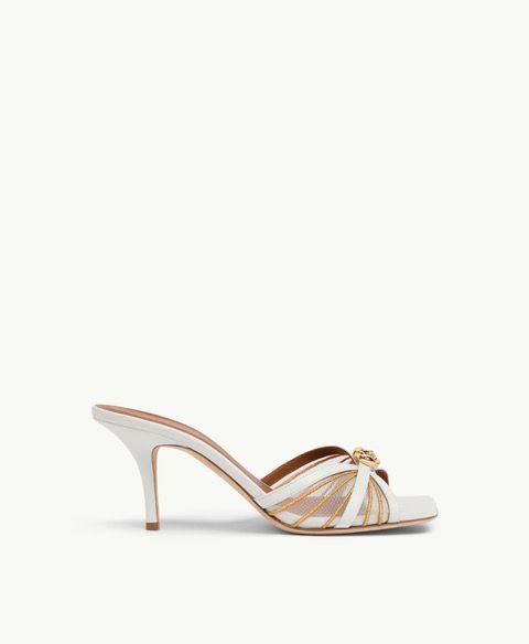Perla 70 White Embellished Heeled Sandals