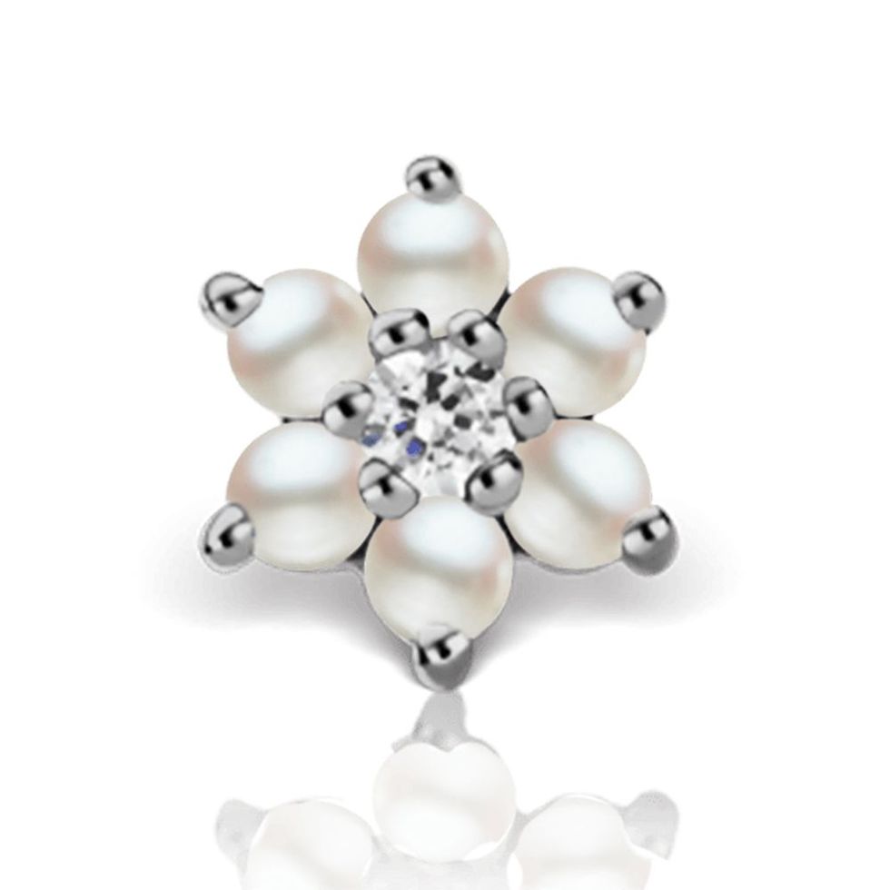 Pearl and Diamond Flower Stud Earring